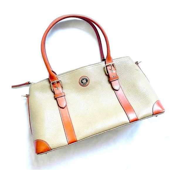Dooney Bourke Beige and Brown Pebble Leather Satchel